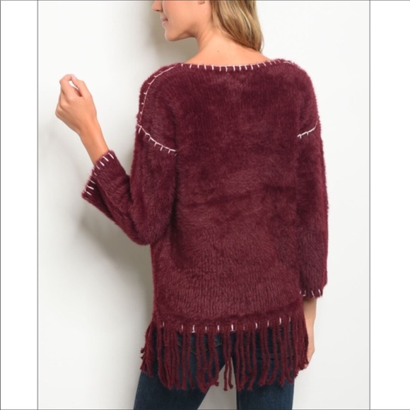Burgundy Fuzzy sweater - Picture 2 of 2